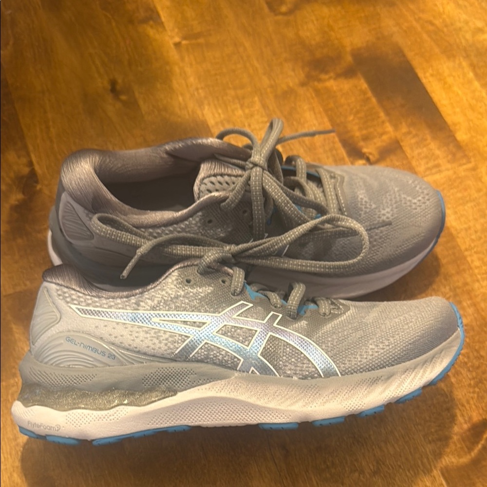 Asics Gray Athletic Shoes with Mesh Upper and Cushioned Midsole
